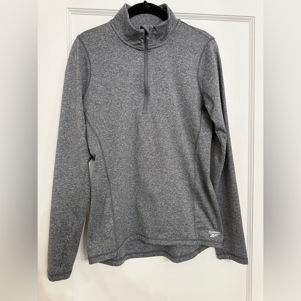 Reebok quarter zip pull over thumb hole sleeve, Heather gray - S